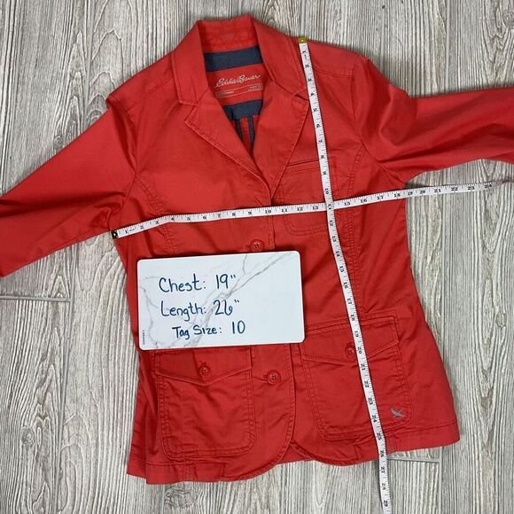 Eddie Bauer Women's Size 10 Legend Wash Coral Color Twill Button Down Jacket Coa - Picture 7 of 9